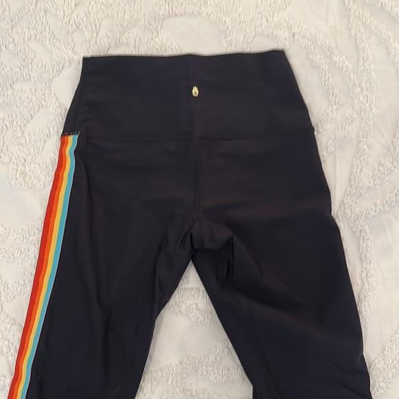 Spiritual Gangster Rainbow Striped Black Leggings, Size small ๐ - Picture 5 of 6